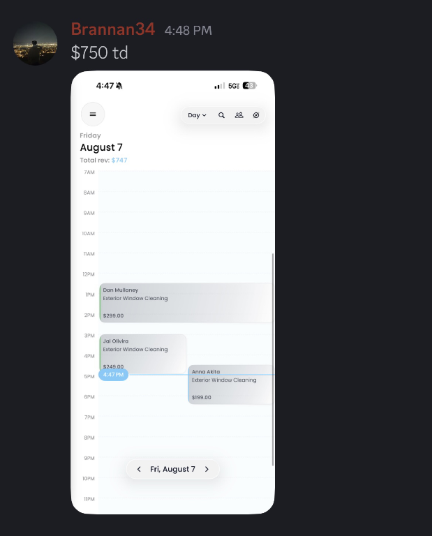 Member: $750 booked in a day on the calendar