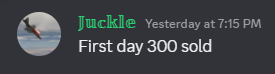 Member: first day, $300 sold