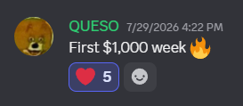 Member: first $1,000 week