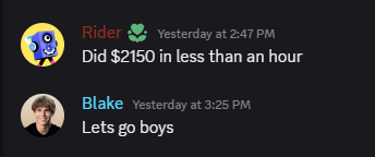 Member: $2150 in less than an hour